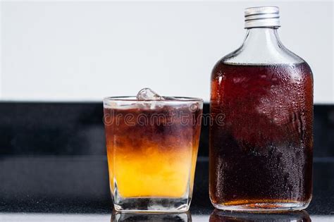 Black Orange Coffee With A Bottle Of Cold Brew Coffee Stock Image