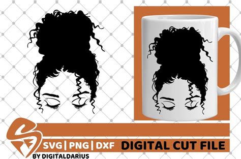 Available online silhouette editor before downloading. Messy Bun svg, High Bun svg, Curly Hair svg, Black Woman ...