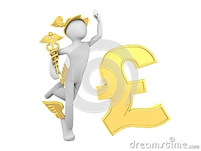 Hermes Mercury With Caduceus And Pound Sign Stock Photography