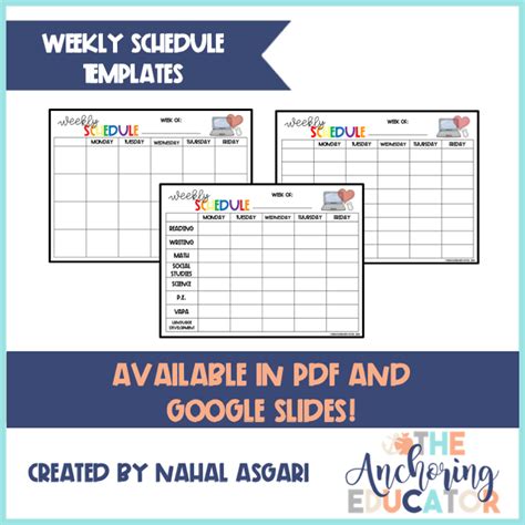 Weekly Schedule Templates For Distance Learning