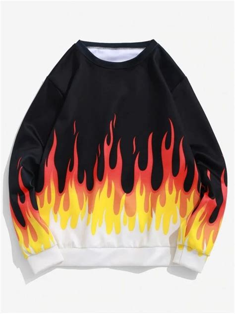 Flame Sport Fire Graphic Print Sweatshirt Hoodies Sweatshirts