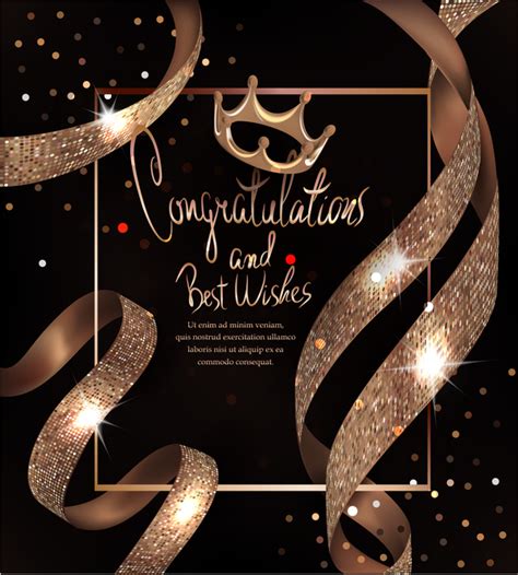 Card With Congratulations And Beautiful Ribbons Vector Free Download