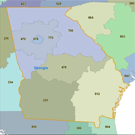 Georgia Area Code Map Map Of The Usa With State Names
