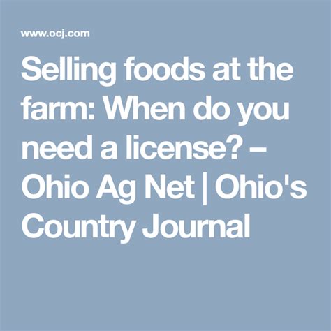 Selling Foods At The Farm When Do You Need A License Ohio Ag Net Ohios Country Journal