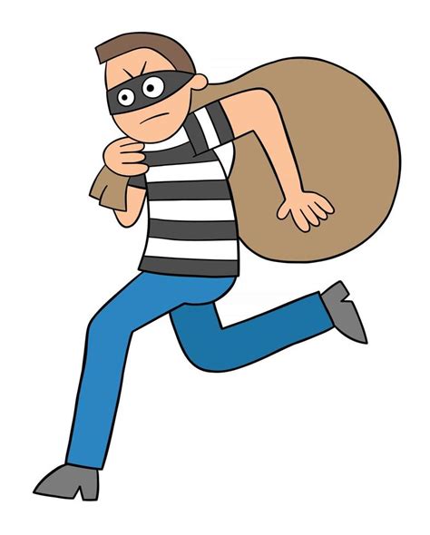 Cartoon Thief Man Running Away With Sack Vector Illustration 2695358