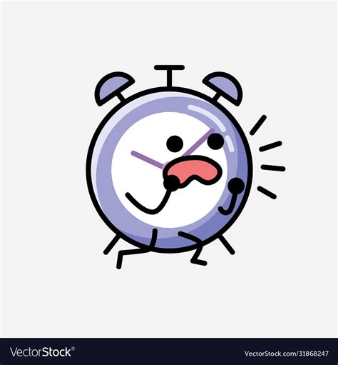 cute alarm clock mascot character in flat design vector image