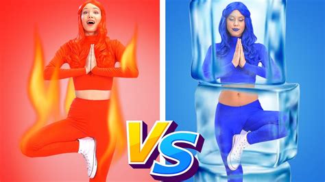 Hot Vs Cold Challenge Girl On Fire Vs Icy Girl Funny Situations By Kaboom
