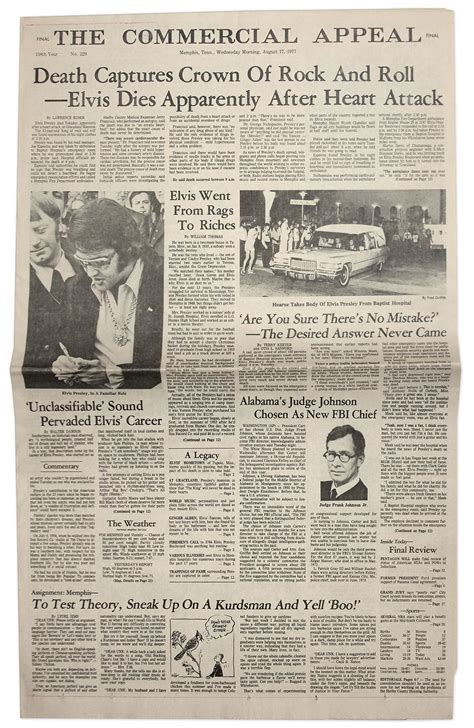 Lot Detail Elvis Presley Death Newspaper Special Edition From