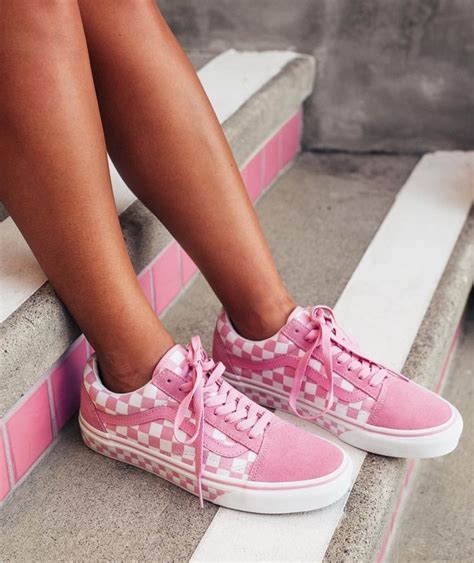 Pink Custom Checkered Vans Shoes Vans Shoes Sneakers