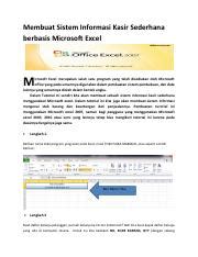 Tutorial Kasir Excel Pdf Membuat Sistem Informasi Kasir Sederhana