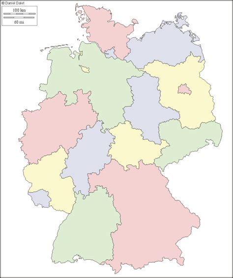 Carte politique d'allemagne.carte allemagne et plan allemagne. Carte muette, fond de carte : Allemagne, Etats, couleur ...