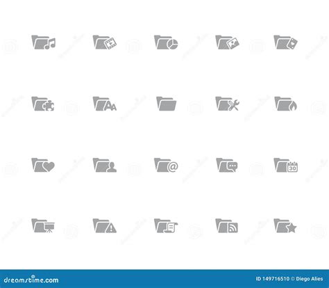 Folder Icons 2 Of 2 32 Pixels Icons White Series Stock Vector
