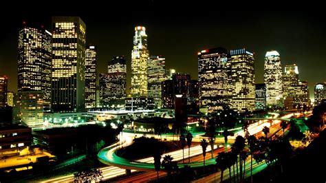 Los Angeles Nacht Stadt Wolkenkratzer Lichter Usa 2560x1600 Hd