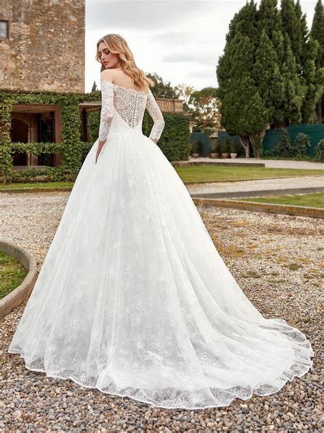 Garnet Princess Wedding Dress With Three Quarter Length Sleeves St