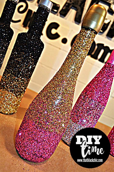 Also, we did not add any glitter to the top 1/4 of the bottles. DIY TIME: POPPIN' THE GLITTER BOTTLE | That Black Chic