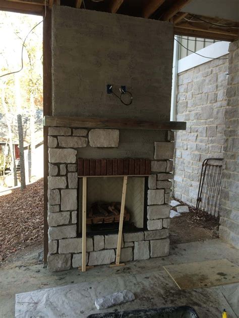 How We Built Our Outdoor Fireplace On Our Patio Porch Outdoor Fireplace