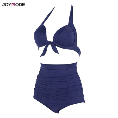 Joymode High Waist Bikini Set Sexy Retro Beachwear Halter Neck