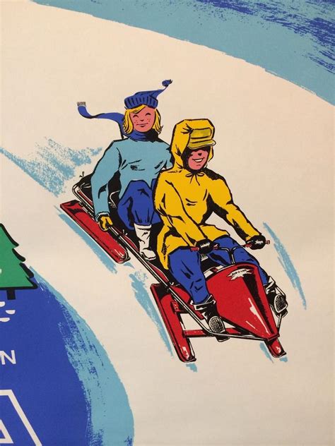 1950s Bob O Link Bobsled Poster West Minot Maine Winter Sports Ski