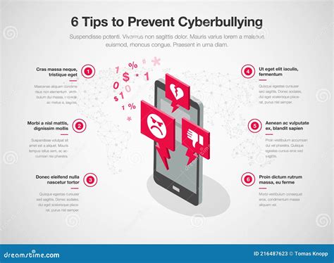 simple infographic template for 6 tips to prevent cyberbullying stock vector illustration of