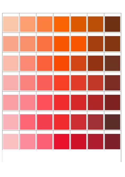 Pantone Color Chart For Red