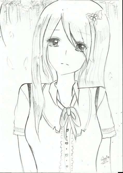 Depressed Anime Girl Drawing At Free For