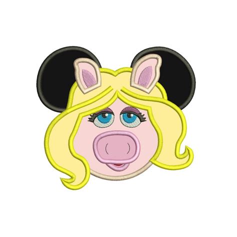 Miss Piggy Mouse Ears Applique Design