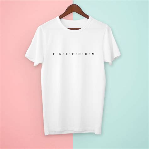 Minimalistic Black White Shirt With Freedom Typography For Globetrotter And World Traveler