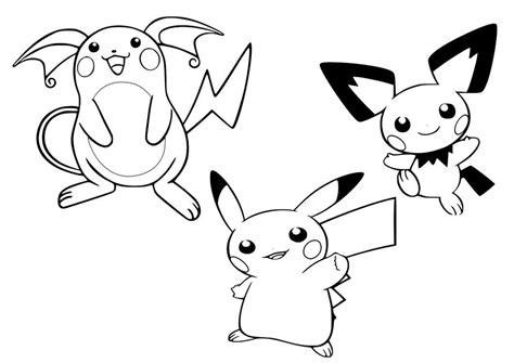 Pichu Pikachu And Raichu Coloring Pages Pokemon Evolution Level Coloring Pages