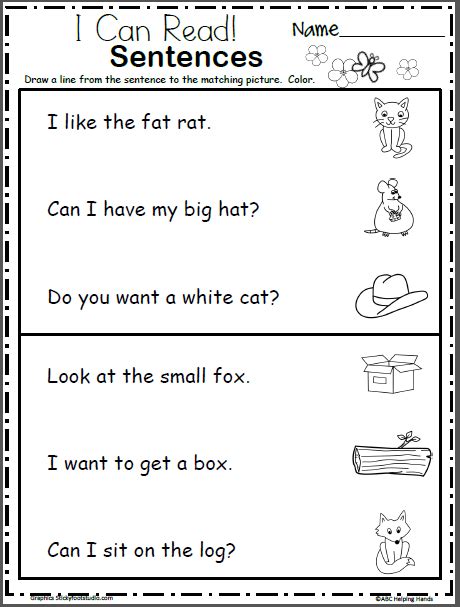 Letter recognition is a really important stepping stone towards reading success! Read and Match the Sentences - Beginning Readers ...