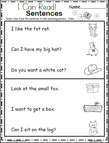 These activities support the following common core standards: Read and Match the Sentences - Beginning Readers - Made By Teachers | Reading worksheets, Cvc ...