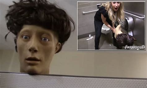 Moment Girls Freak Out When Mannequin Head Peeks Into Bathroom Stall In