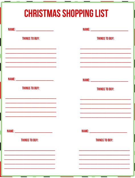 Best Free Printable Christmas Gift List Template PDF For Free At Printablee