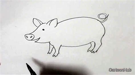 How To Draw A Pig In Easy Steps For Children Kids Beginners Youtube