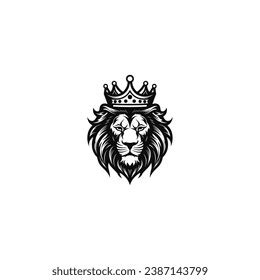 King Lion Crown Loglion King Silhouette Stock Vector Royalty Free