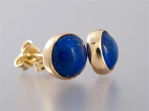 Lapis Lazuli Gold Stud Earrings 6mm Stud Earrings In 14k Etsy