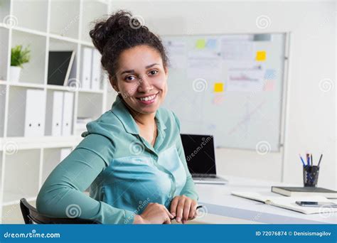 Smiling Black Woman In Office Stock Photo Image Of Office Journalist