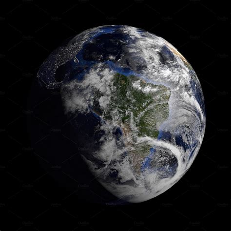 Planet Earth With Clouds Render Featuring Planet Earth And Clouds