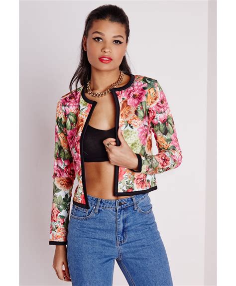 Lyst Missguided Tania Floral Cropped Jacket