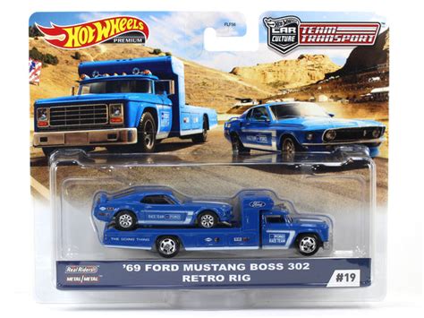 1969 Ford Mustang Boss 302 Retro Rig Team Transport 164 Hotwheels Premium Collectible Scale