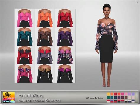 Volatile Sims Karma Blouse Recolor Sims 4 Clothing Sims 4 Formal
