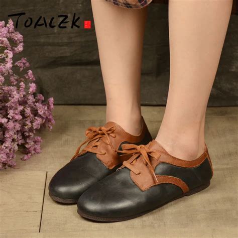 Vintage Womens Shoes Autumn And Winter New Handmade Leather Lace Up