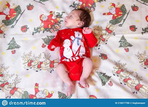Baby Child In Santa Costume Baby Boy In Santa Claus Clothes Stock
