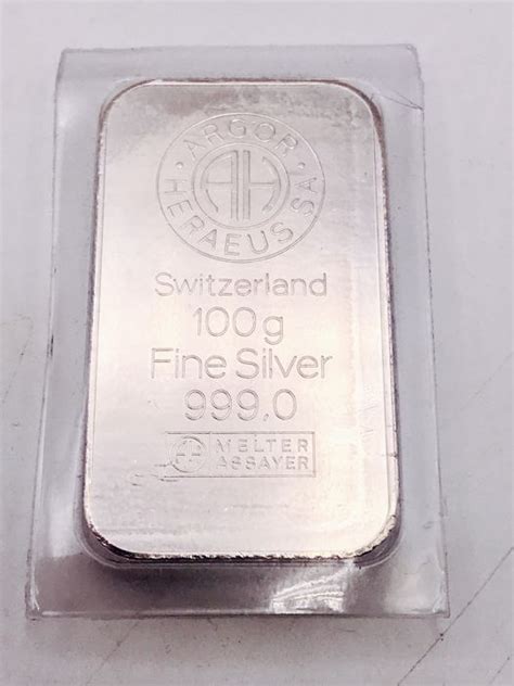 100 Gram Silver Ingot In Vacuum Seal Argor Heraeus 2015 Catawiki