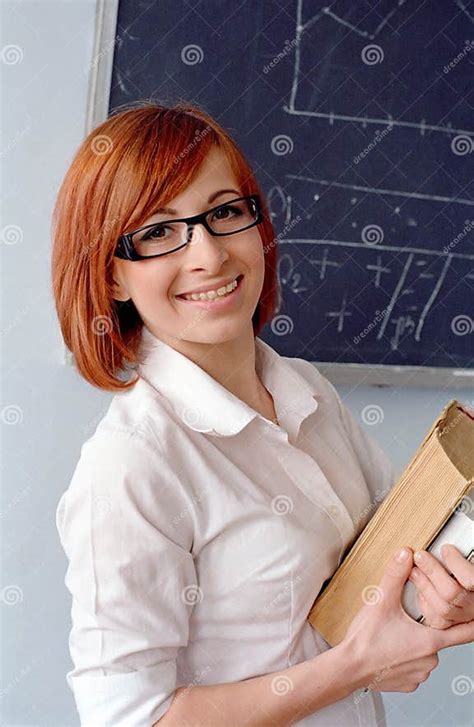 Redhead Schoolgirl In Front Of Blackboard Stock Image Image Of