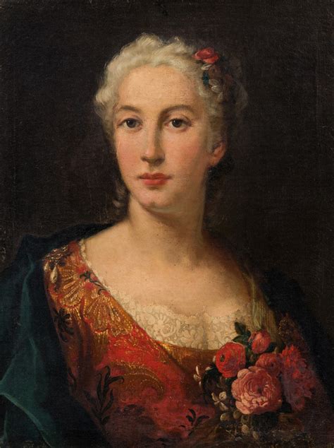 italian school 18th century portrait of lady with flowers ref 100020