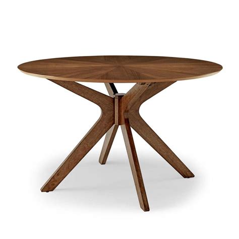 Modway Crossroads 47 In Walnut Round Wood Dining Table Eei 3847 Wal