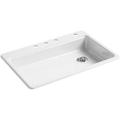 They are also known as an apron sink, because the. KOHLER Riverby 33-in x 22-in White Single Bowl Drop-In 4 ...