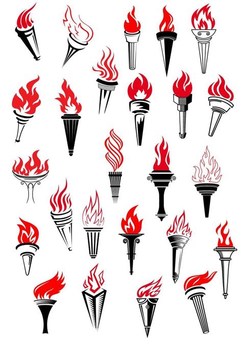 Flaming Torches In Vintage Style 11524087 Vector Art At Vecteezy