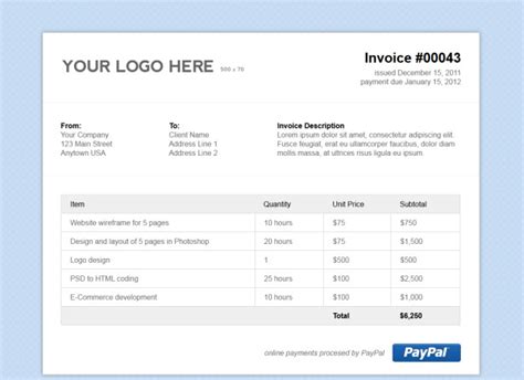 simple html invoice template stationery templates