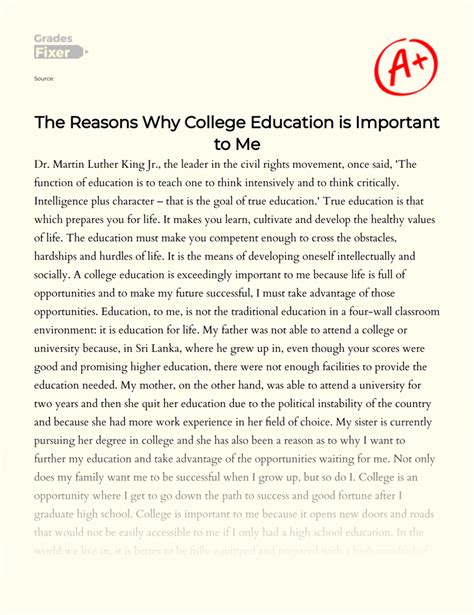 The Reasons Why College Education Is Important To Me Essay Example